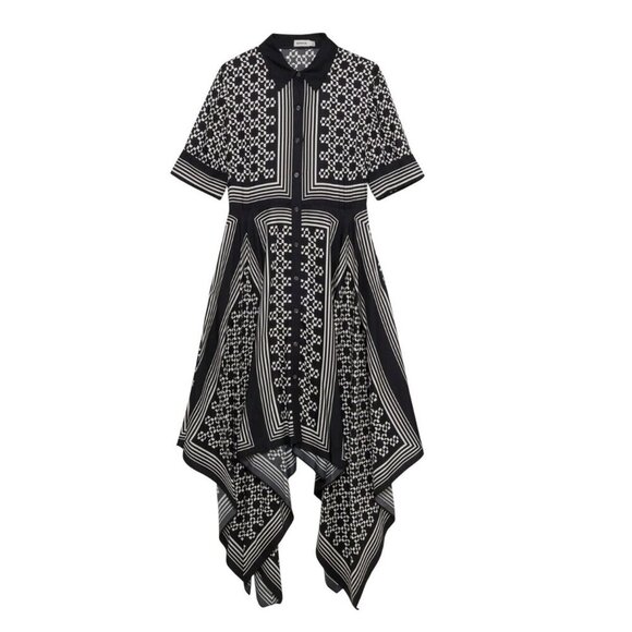 SIMKHAI Abrielle Dress Handkercheif midi dress size small NWT black white - Picture 2 of 11